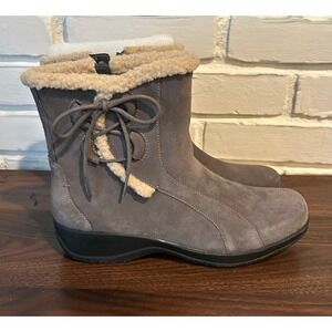 Clarks Angie Madi Womens Suede Ankle Boots Lace Up Zip Up Gray Women Size‎ 8M